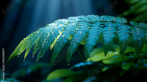 Fern Leaf with Dew Drops - ...