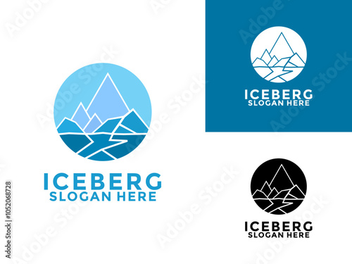 Iceberg logo design vector, Mountain Lake logo, Awesome Iceberg logo vector template