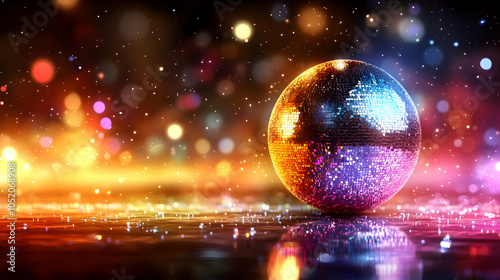 Disco Ball With Colorful Li...