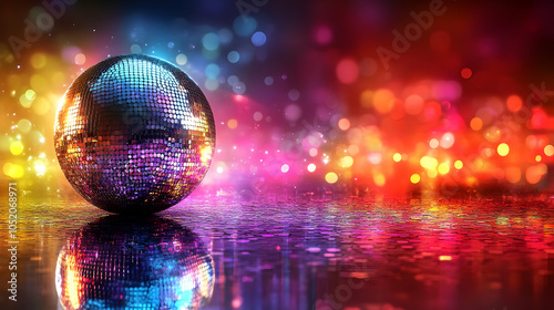 Disco Ball on a Colorful Ba...