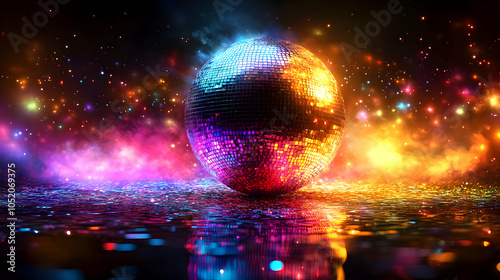 Disco Ball with Colorful Li...