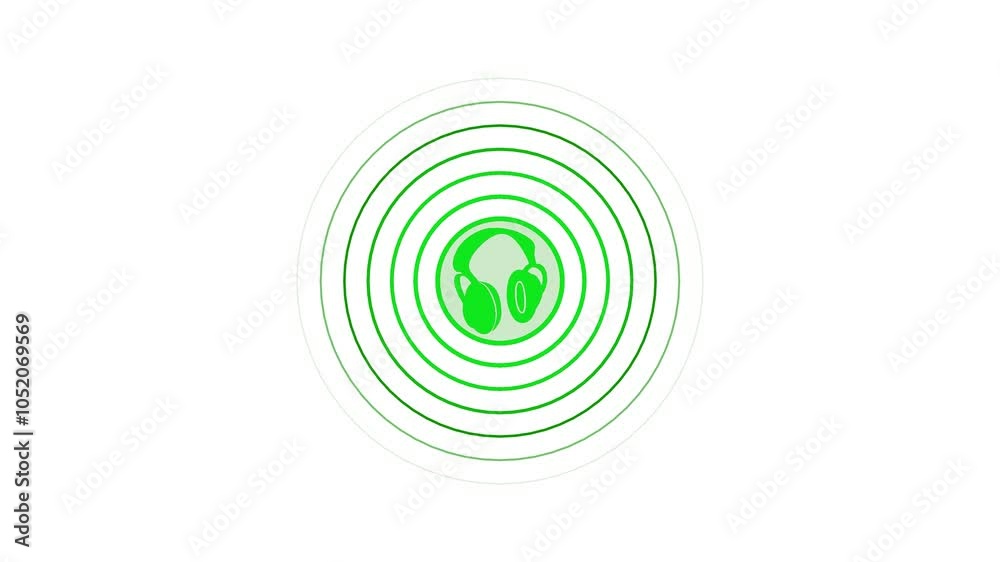 Headphone symbol wave signal animation on white background Headphone symbol wave signal animation on white background