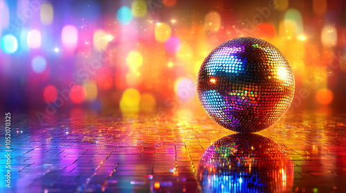 Disco Ball on Colorful Floo...