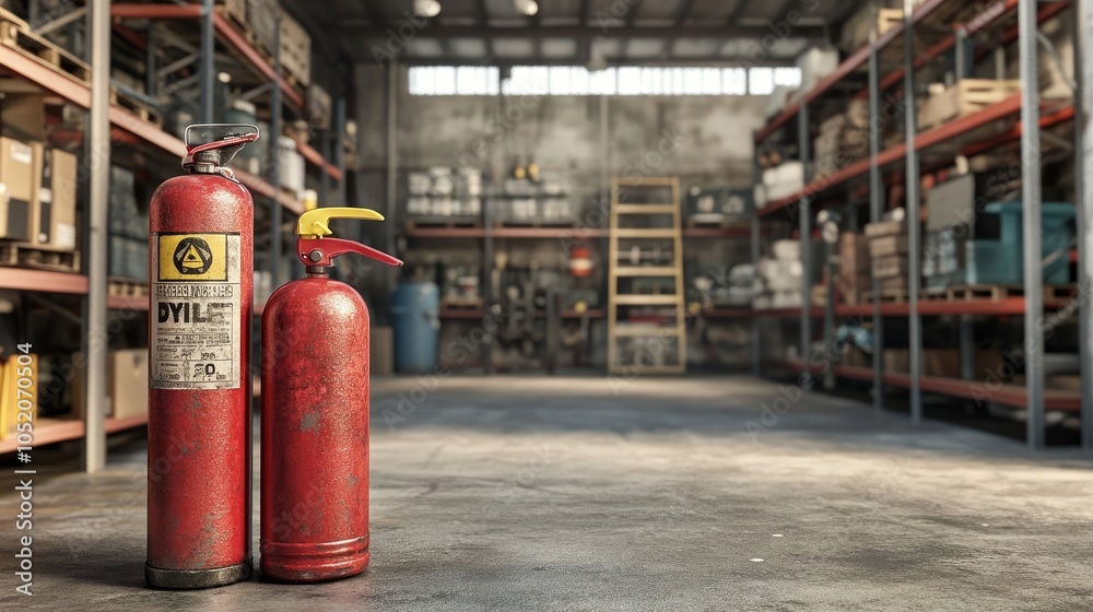 Photorealistic Fire Extinguisher in Front of a Fire Station with Cinematic Lighting Photorealistic Fire Extinguisher in Front of a Fire Station with Cinematic Lighting