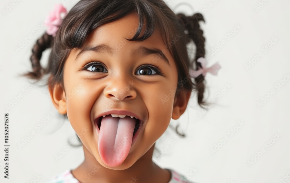 Joyful Little Girl Playfully Sticking Out Her Tongue Joyful Little Girl Playfully Sticking Out Her Tongue