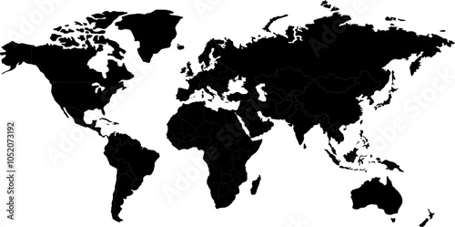 Detailed world map featuring continents, countries, and major cities