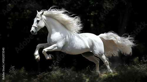 White Horse Running Through...