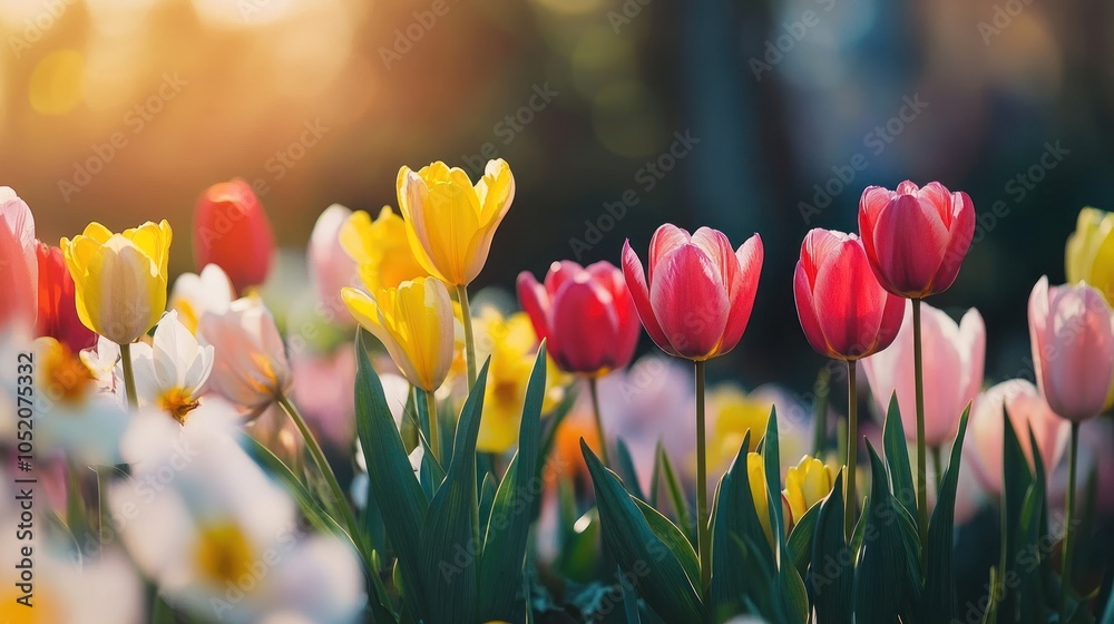 Colorful Tulips in a Spring Garden Colorful Tulips in a Spring Garden