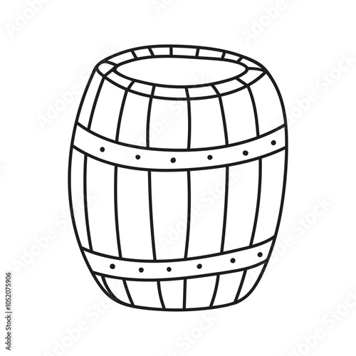 Wooden barrel honey or wine. Hand drawn doodle illustration.