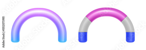 Inflatable air balloon archways for races or marathon. Vector isolated set of realistic rubber arches for start or finish. Sportive events and competition. Blank games for sponsors and brands