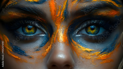 Close-up Eyes with Blue and...