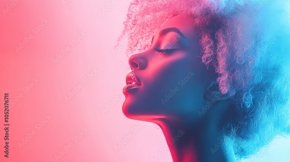Elegant Profile of a Woman with Curly Hair Elegant Profile of a Woman with Curly Hair