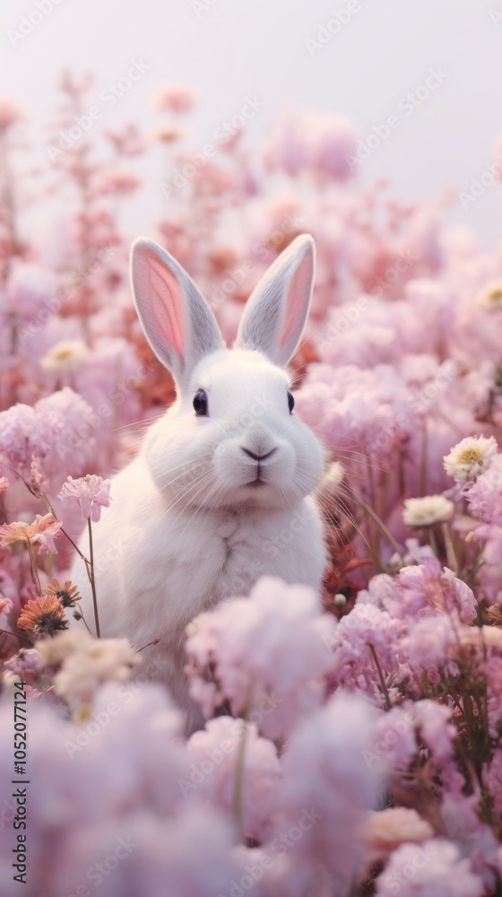 Fototapeta premium White rabbit flower outdoors blossom.