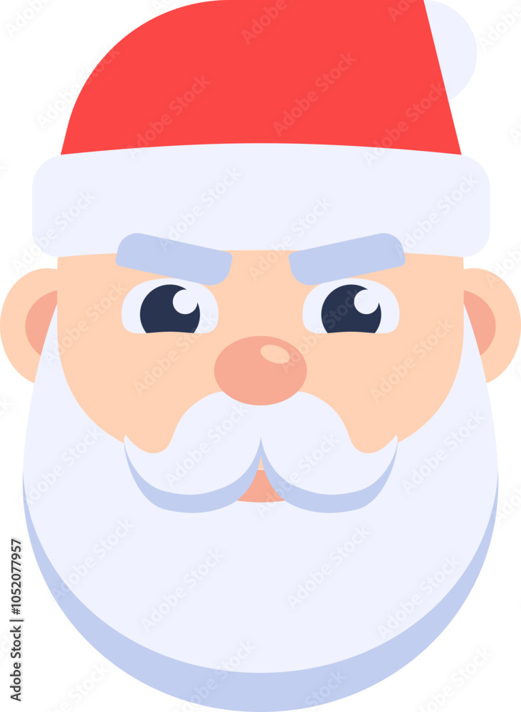 Santa Claus icon. Angry face. Cartoon style.