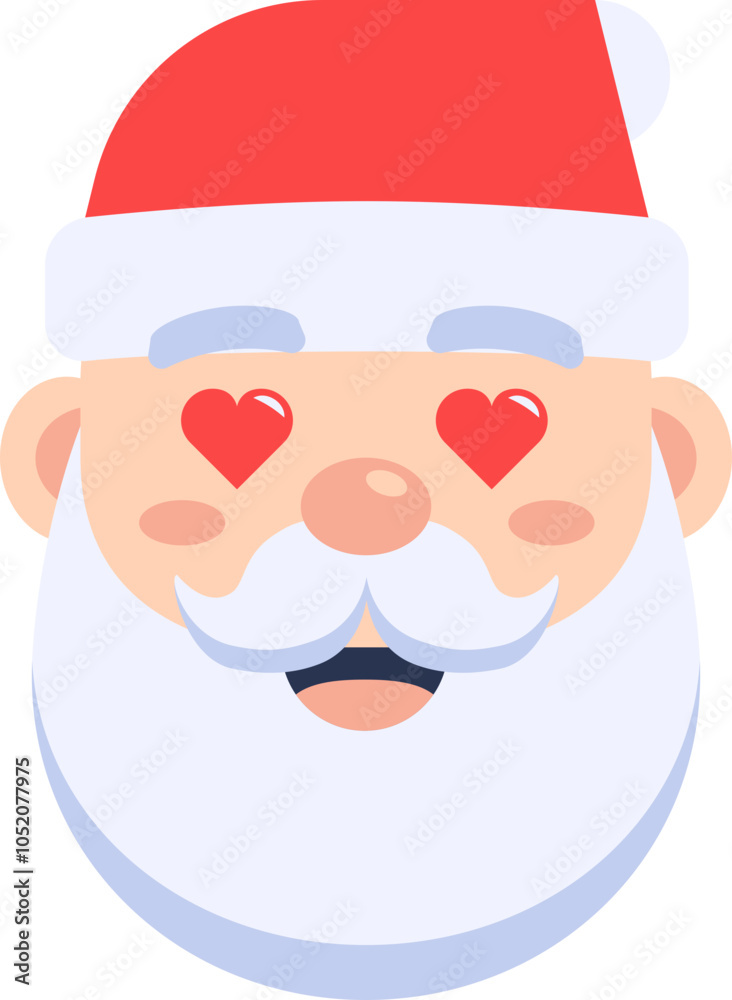 Santa Claus icon. Enamored face. Cartoon style.