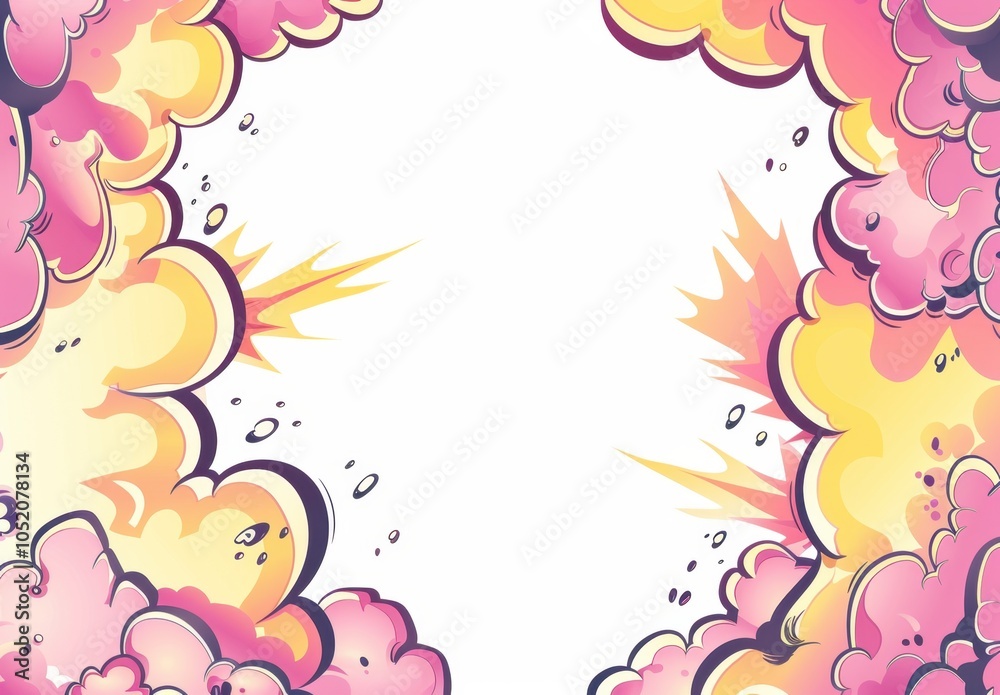 Cartoon Frame Border with Pink and Yellow Gradients and Explosion Design Cartoon Frame Border with Pink and Yellow Gradients and Explosion Design