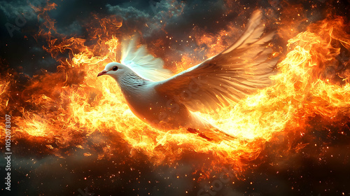 Dove in Flames Illustration