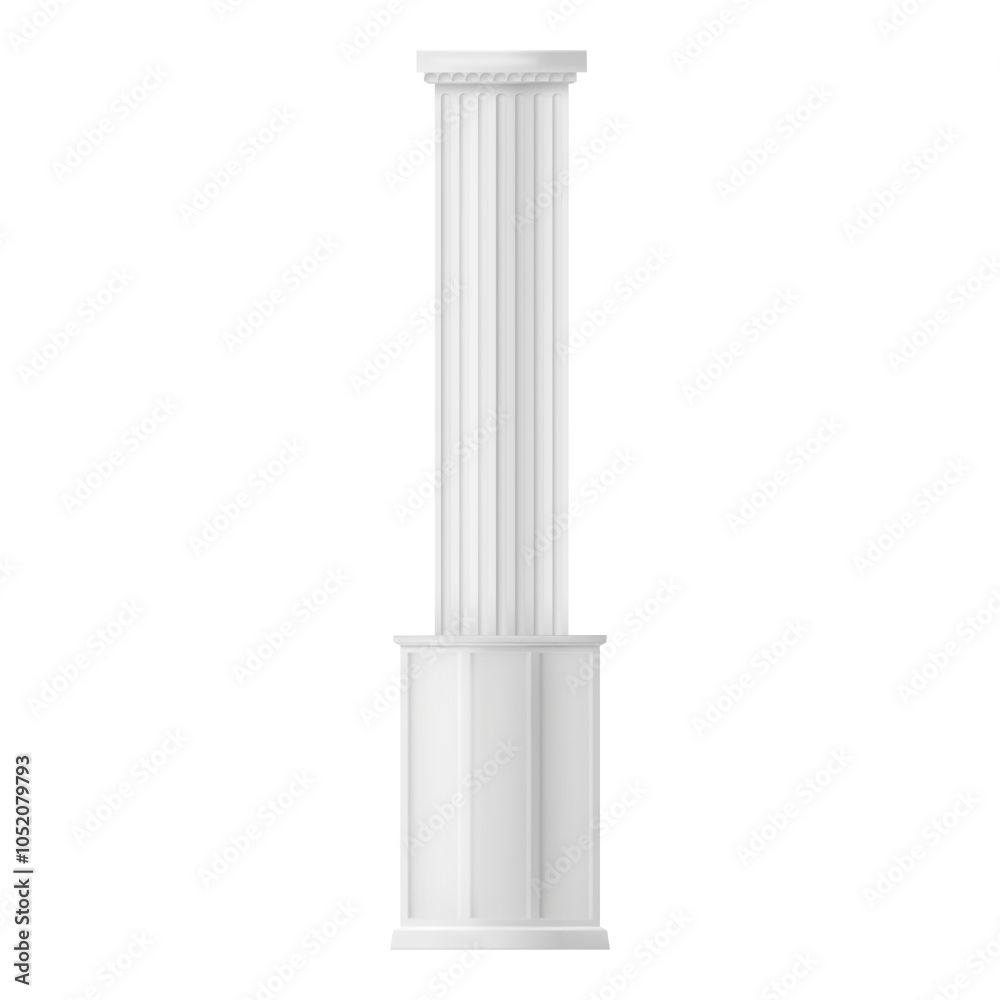 Greek Doric style column architecture element, isolated pillar with stone carvings and ornaments. Vector historical building exterior component, antique culture and design of old temples Greek Doric style column architecture element, isolated pillar with stone carvings and ornaments. Vector historical building exterior component, antique culture and design of old temples