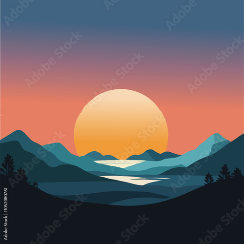 sunset over mountains