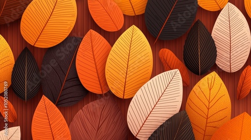 Vibrant autumn leaves in rich shades of orange yellow and brown displaying the beauty of nature's fall palette