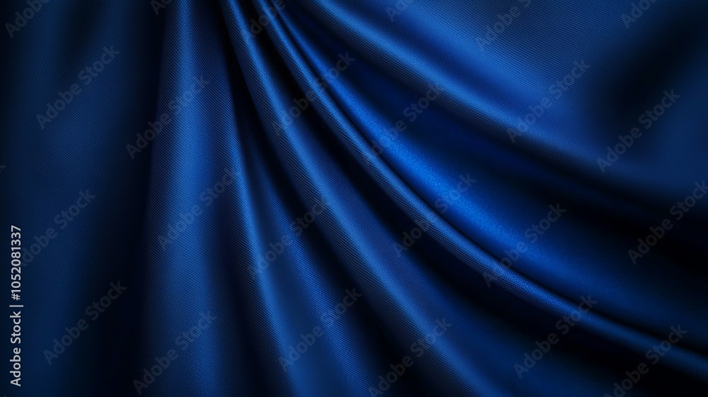 Obraz premium Elegant and luxurious deep blue satin fabric flowing smoothly ideal for fashion and interior design projects