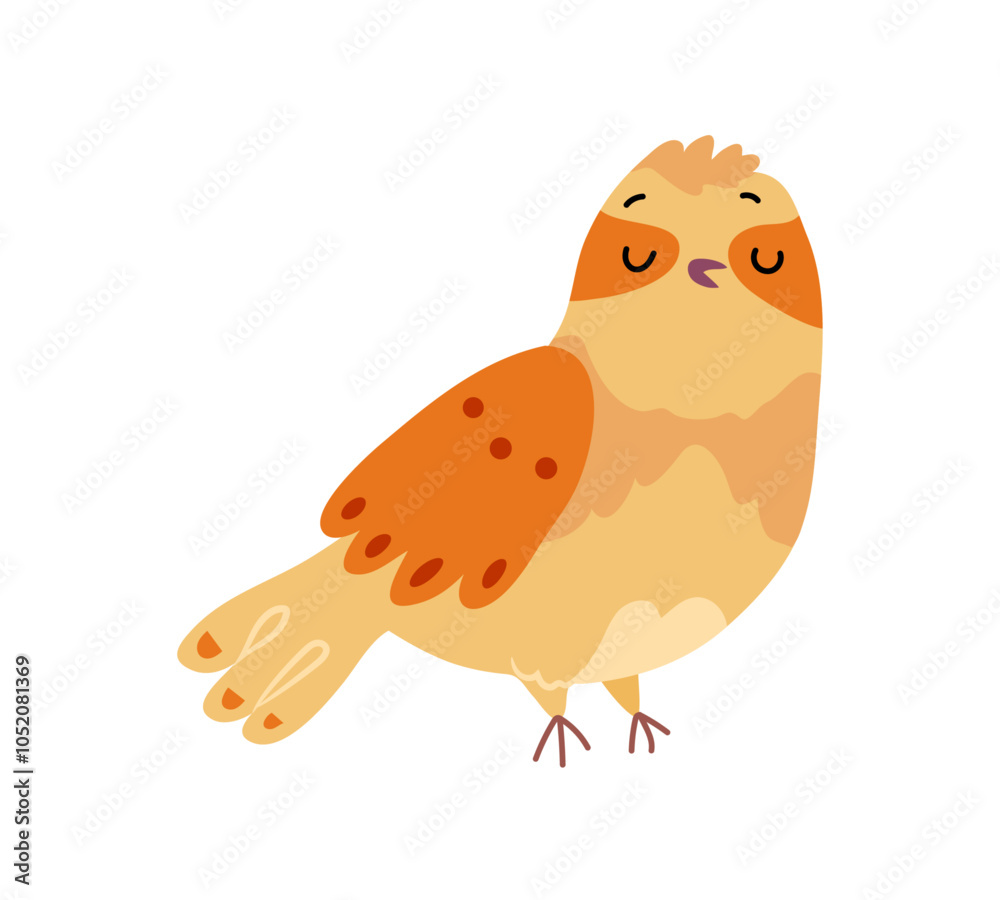 Fototapeta premium Barn owl or tyto alba cute cartoon character. Vector feathered night creature. Isolated nocturnal bird of prey. Forest woods avian animal, wildlife and natural fauna. Birdwatching and ornithology