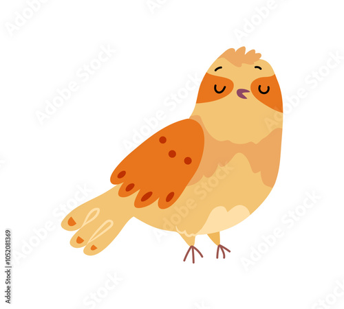 Barn owl or tyto alba cute cartoon character. Vector feathered night creature. Isolated nocturnal bird of prey. Forest woods avian animal, wildlife and natural fauna. Birdwatching and ornithology