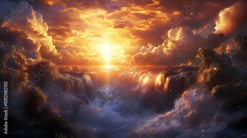 Golden Sunset Over Sky Wate...