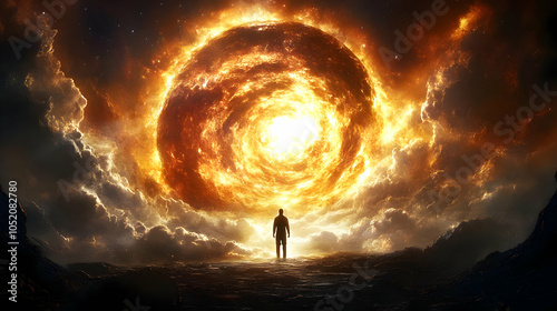 Fiery Celestial Vortex Illu...