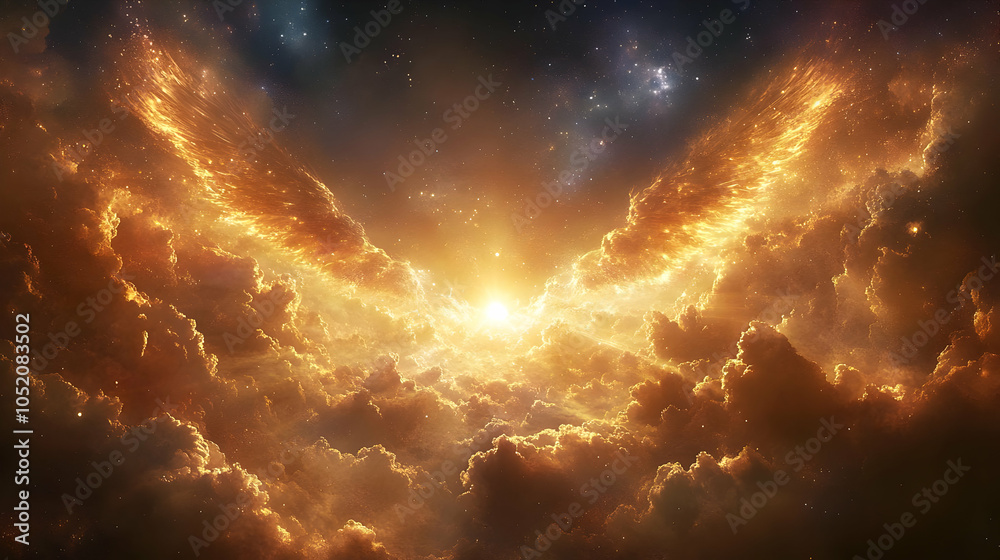 Golden Wings in the Cosmos - Abstract Background Golden Wings in the Cosmos - Abstract Background