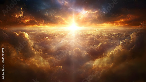 Golden Cloudscape with Star...