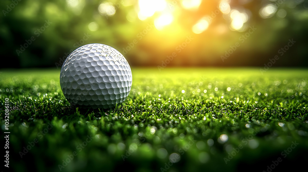 Obraz premium Golf Ball on Green Grass with Bokeh Background - Photo