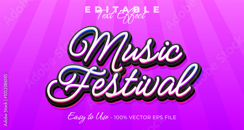 Music Festival text effect, typography template vector graphic style photo