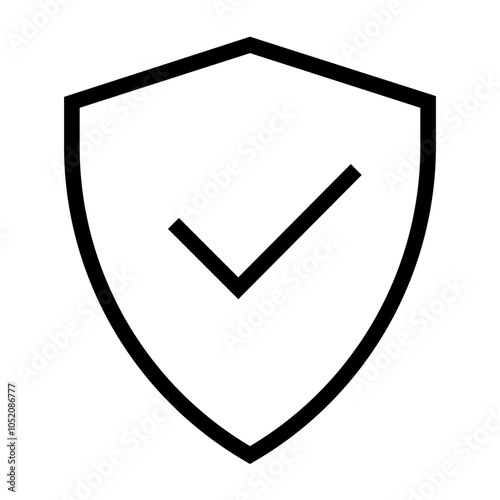 Shield Check Mark Icon, Insurance Single Icon in Outline Line Style