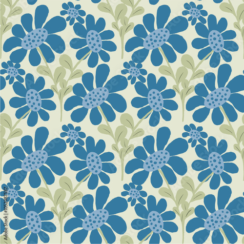 Beautiful blue blossom pattern,seamless background.