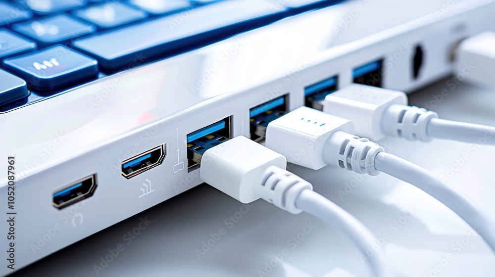 Close-Up of Sleek Modern USB Hub with Multiple Ports on Clean Minimalist Desk - Ample Space for Product Showcase Close-Up of Sleek Modern USB Hub with Multiple Ports on Clean Minimalist Desk - Ample Space for Product Showcase