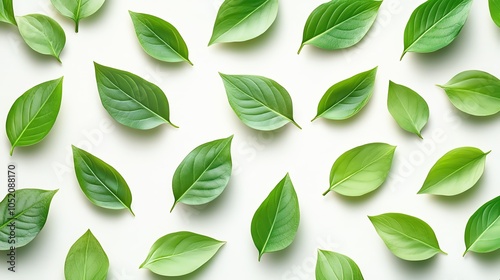 Green leaves on a white isolate background