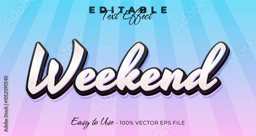weekend text effect, typography template vector graphic style