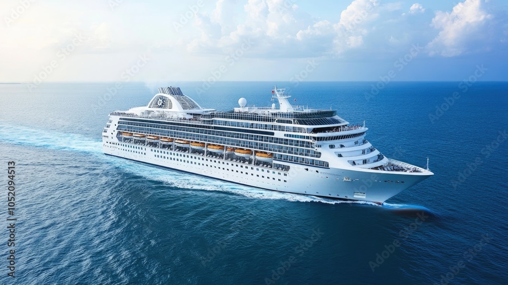 Naklejka premium Majestic Cruise Ship Sailing Across Calm Waters