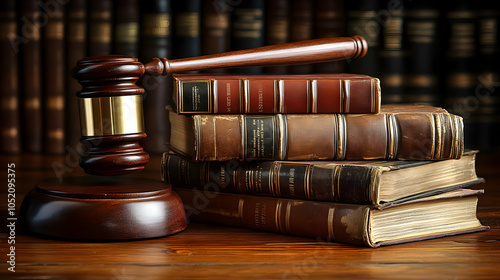 Gavel and Stack of Old Law ...