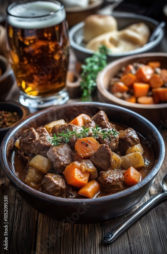 A bowl of stew with meat