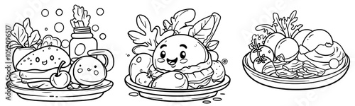 Illustration of a fried egg with bacon and tomatoes for breakfast