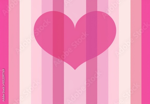 Pink Heart Background Featuring Stripes in Gradient and Flat Design.