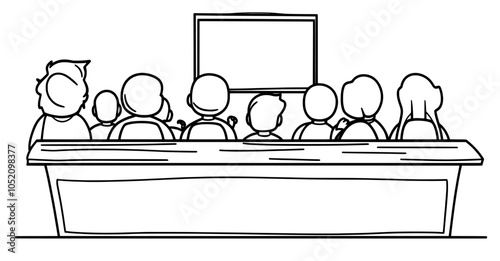 The conference stage with speakers around a round table talking, discussing. Business event, seminar, panel discussion. Communication at congress meeting, professional seminar, panel discussion.