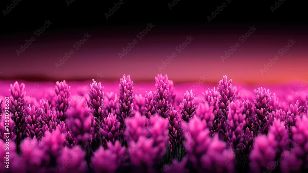 Fototapeta premium Visualization of a lavender field stretching into the distance, the vibrant purple hues glowing in the sunlight, Lavender field, Calming nature scene
