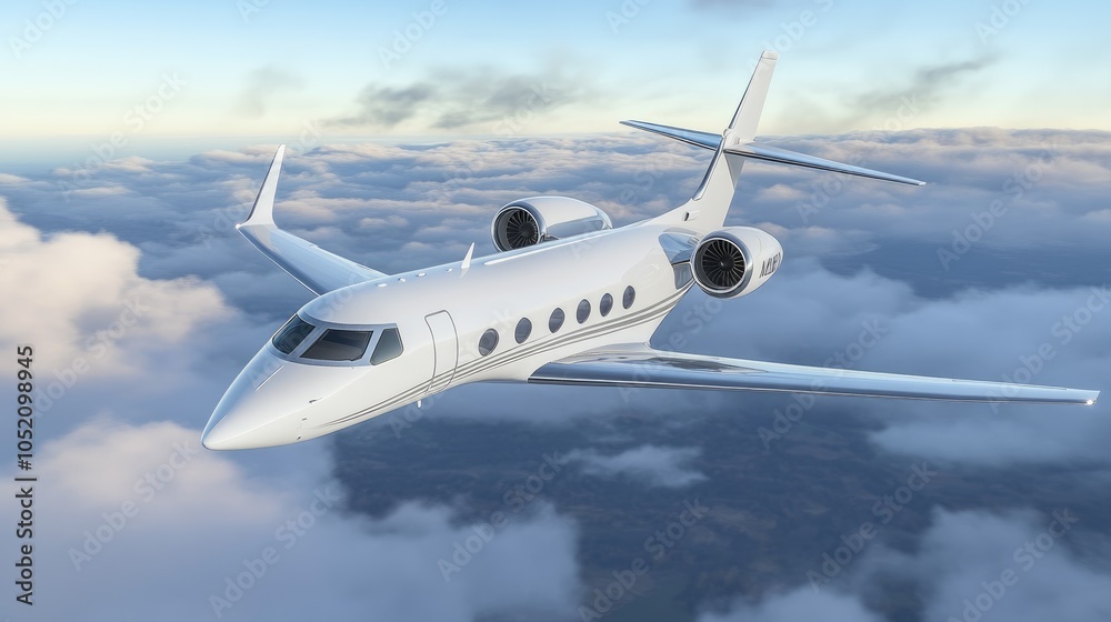 Fototapeta premium Luxury Jet Flying Above Beautiful Clouds