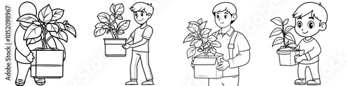 An idle office worker leaving his job after losing his job, being dismissed, being laid off. An unemployed person carrying a cardboard box. An unemployed man, unemployed. A flat modern illustration