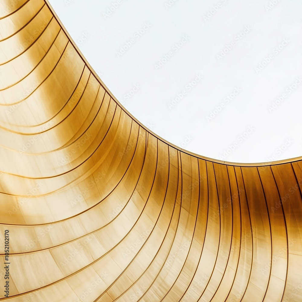 Obraz premium A large, curved structure made of gold and wood