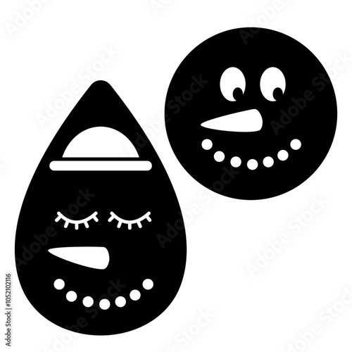 Face Snowman cutting. Template for earring