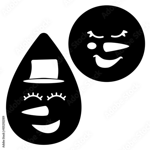 Face Snowman cutting. Template for earring